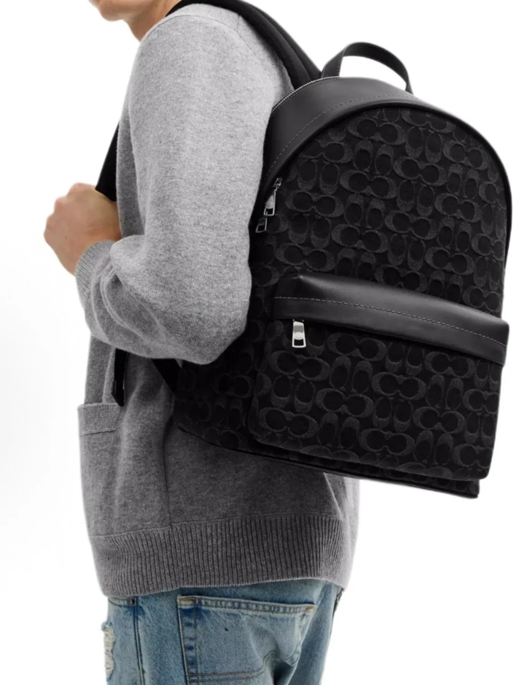 NWT Coach Taylor Backpack in Signature Denim Silver/Black CDC49